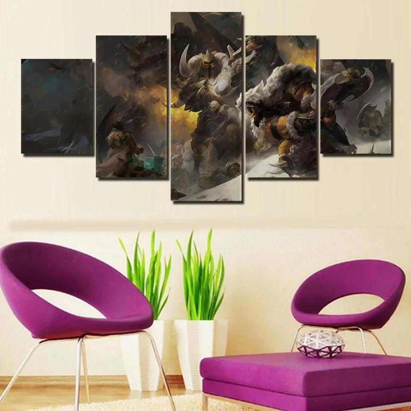 color Paintings World War Battle DOTA Modern Game Poster Wall Print color 5 Panel Home Decorations