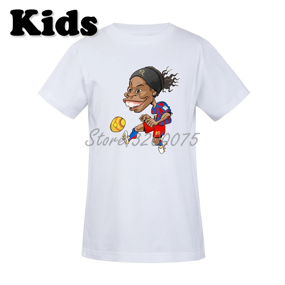 

Kids Ronaldinho 10 Ronaldo De Assis Moreira Brazil barcelona Legend Comic Cartoon T-shirt Clothes Youth boys girl tee W19032912