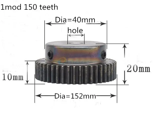 

1pc Spur gear pinion 1mod 150teeth 1M 150T metal motor boss gear inner hole 8mm 10mm gear rack transmission RC