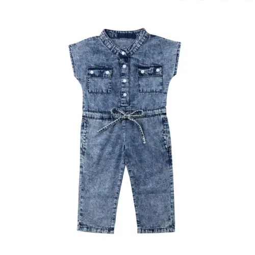 

Summer Toddler Baby Girl Kids Sleeveless Bowknot Denim Romper Jumpsuit Clothes Baby Girl Jeans Sunsuit Overalls Rompers Playsuit