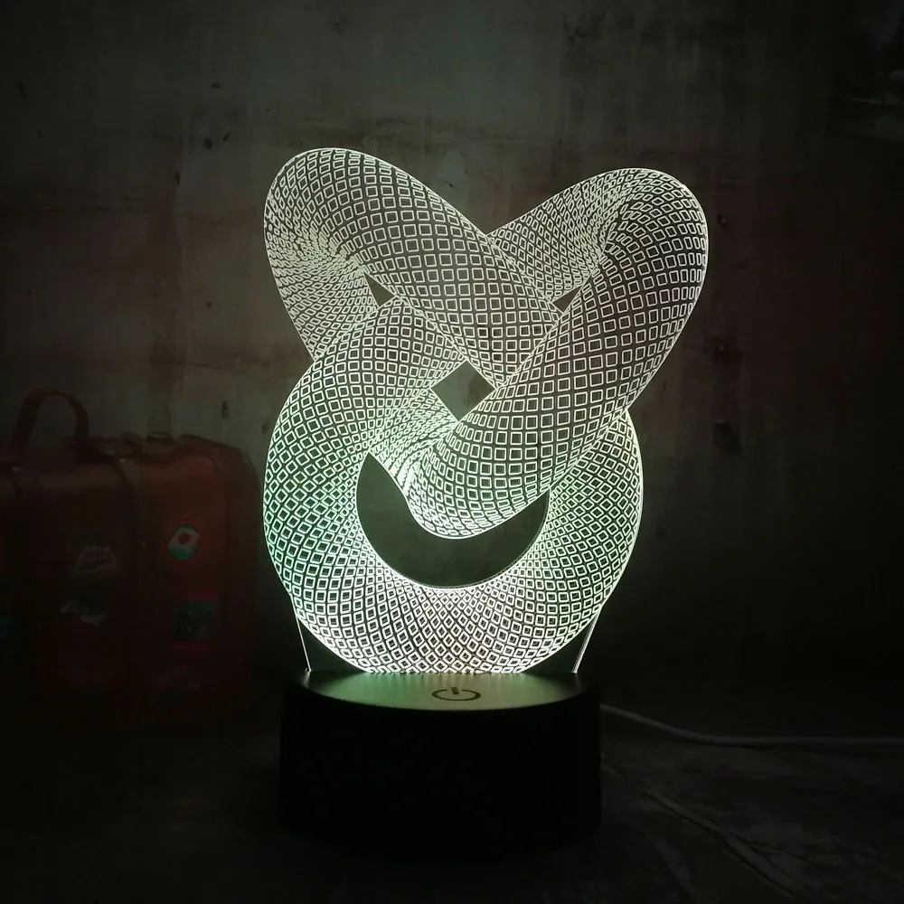 Художественная абстракция петля узел Современный 3D USB ночник светлый цветной светодиод настольная лампа для дома спальни Свадебные украшения