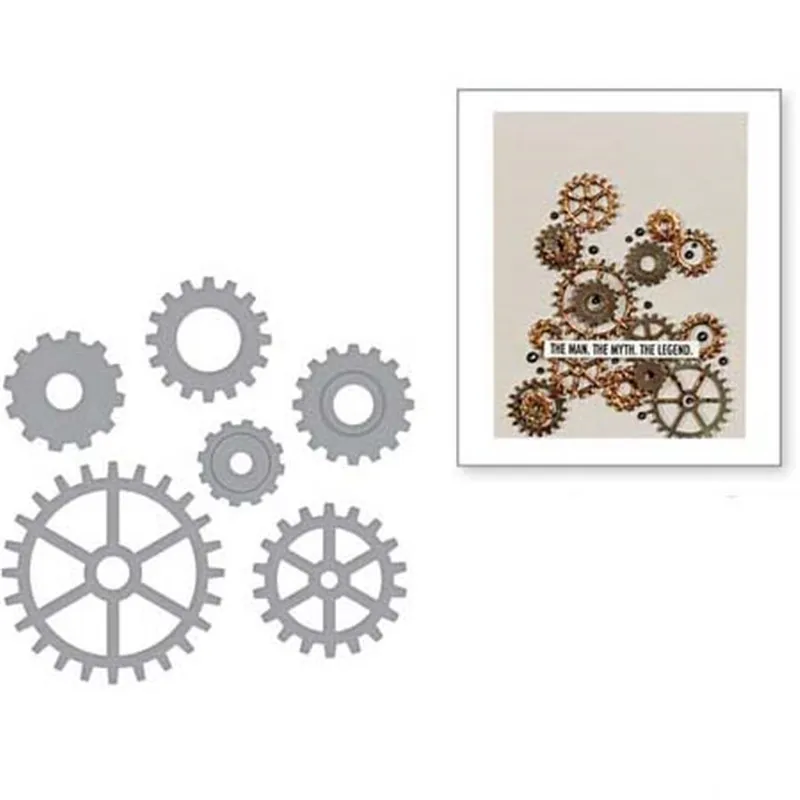 

Swovo 6PCS Gear Frame Metal Cutting Dies DIY Stencils Scrapbooking Embossing Paper Cards Die Cuts Photo Album Making Craft