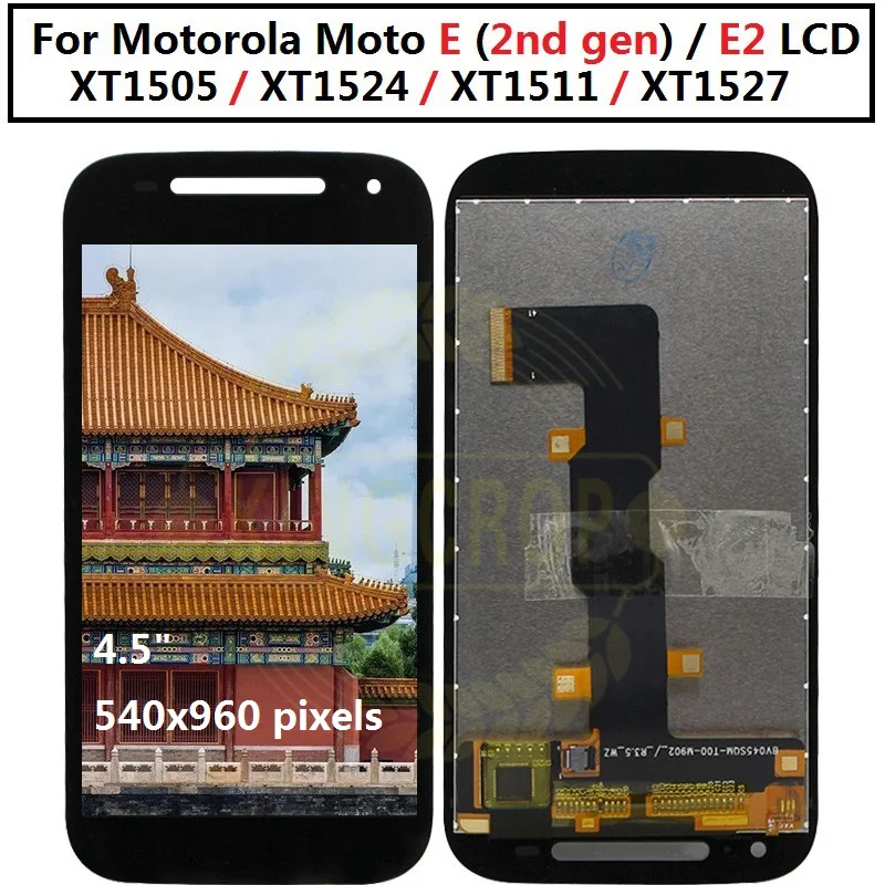 LCD สำหรับ Motorola E2 2nd E + 1 XT1505 XT1524 XT1511 XT1527 Moto E2จอแสดงผล LCD + Digitizer