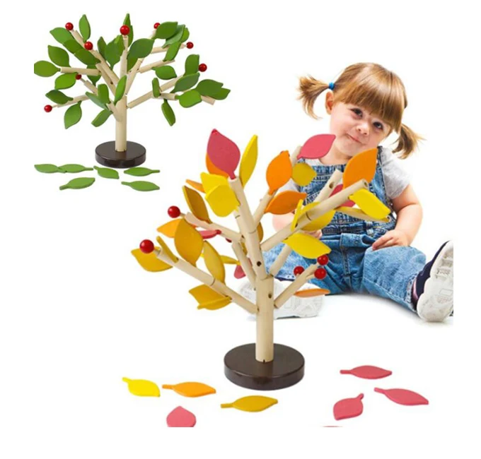 

Kids Insert Tree Leaf Leaves Wooden Assembly Block Creative Educational Toys for Children Toddlers