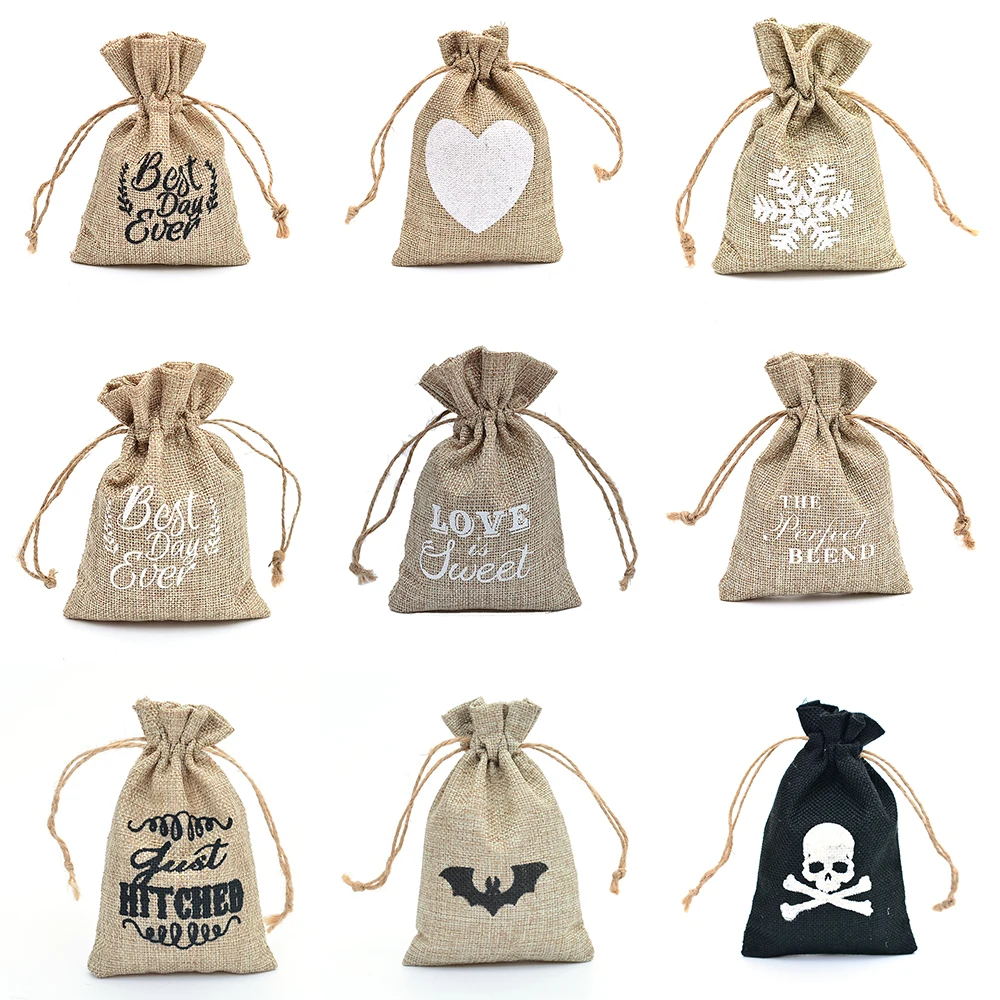 Маленькие свадебные сувениры мешок из мешочной ткани Джутовая сумка-мешок для конфет и ювелирных изделий кофе в зернах джутовый Подарочный пакет Рождественский Декор