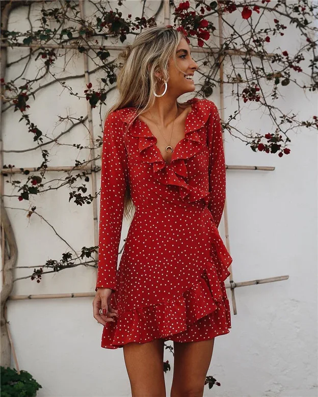 Red Ruffle Wrap Dress Top Sellers, UP ...