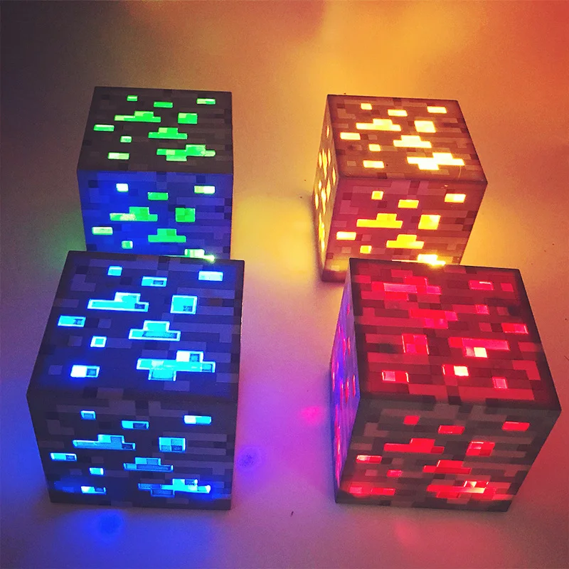 Minecrafted Light Up Torch LED Lamp Diamond Square Light Night Light Hand Held or Wall Mount Light-Up Toys For Kids Gift (2)