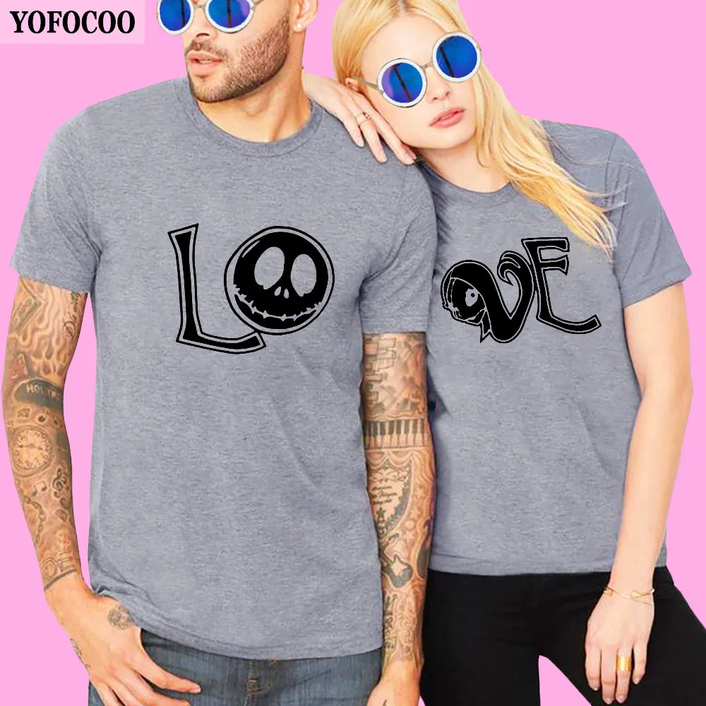 

YOFOCOO Lovers Couple O-Neck T-Shirt Women Men Newest Valentines Gift Printing lOVE Couple Summer Matching Clothes for Lovers