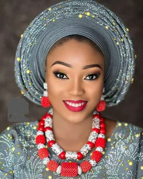 

Amazing Red and Silver African Wedding Beads Jewelry Sets Indian Bridal Crystal Necklace Set Women Jewelry Gift CNR896