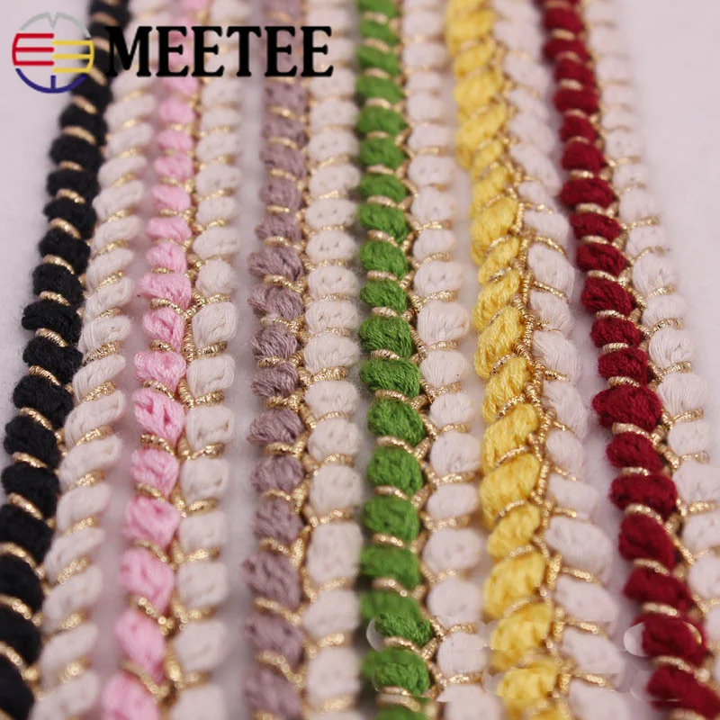 

Meetee 9yards 13mm Gold Silk Weave Lace Webbing DIY Handmade Clothing Decorative Hair Accessories Craft Sewing Materials BD389