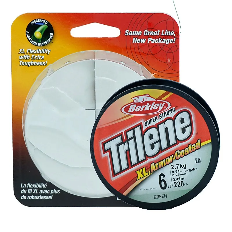 Berkley TRILENE 201 м нейлоновая рыболовная леска 6lb-20lb 220yd Зеленая Леска из мононити супер сильная леска для ловли карпа Pesca