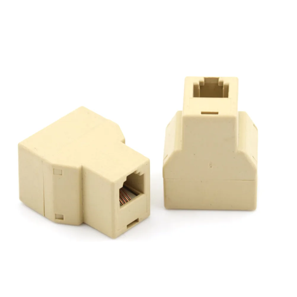 1 to 2 Female RJ11 Telephone 4C Phone Jack Line Splitter Adapter Connector Wholesale 2PCS