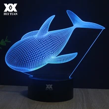 Кит 3D лампа светодиодный пульт дистанционного управления ночник USB Настольный декоративный цветной настольная лампа интересный подарок Хуэй Юань бренд