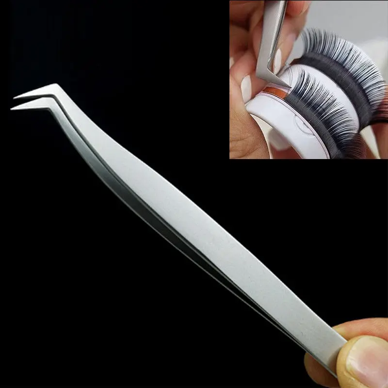 

125mm Stainless Steel Extension Lashes Tweezers Tool for 3D 6D Volume Mink Eyelash Makeup Tools