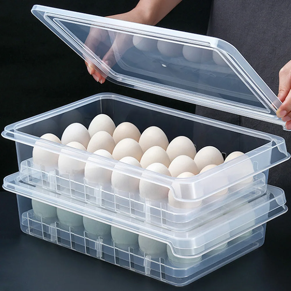 

35 x 23 x 8cm Egg Refrigerator Fresh Box Plastic Grids Holder Storage Box Kitchen Eggs Container Storage Organizers