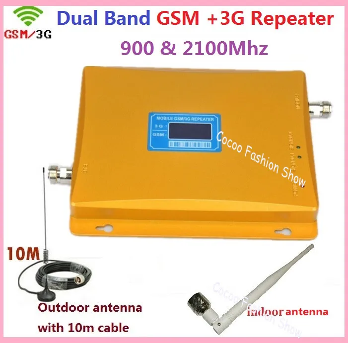 

Newest 2G 3G LCD Signal booster ! GSM 900 GSM 2100 Mobile Phone Booster Amplifier 3G GSM Repeater + antenna 1 set