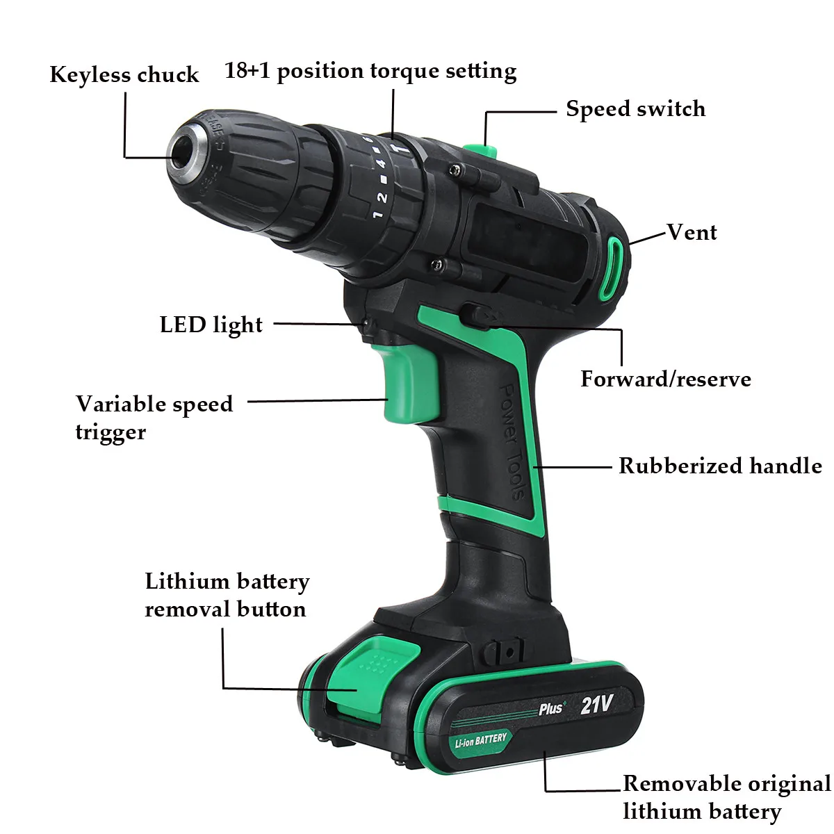 21V 3 in 1 Impact Drill Electric Screwdriver Electric Hand drill Battery Cordless Hammer Drill Home DIY Power Tools+Storage Box