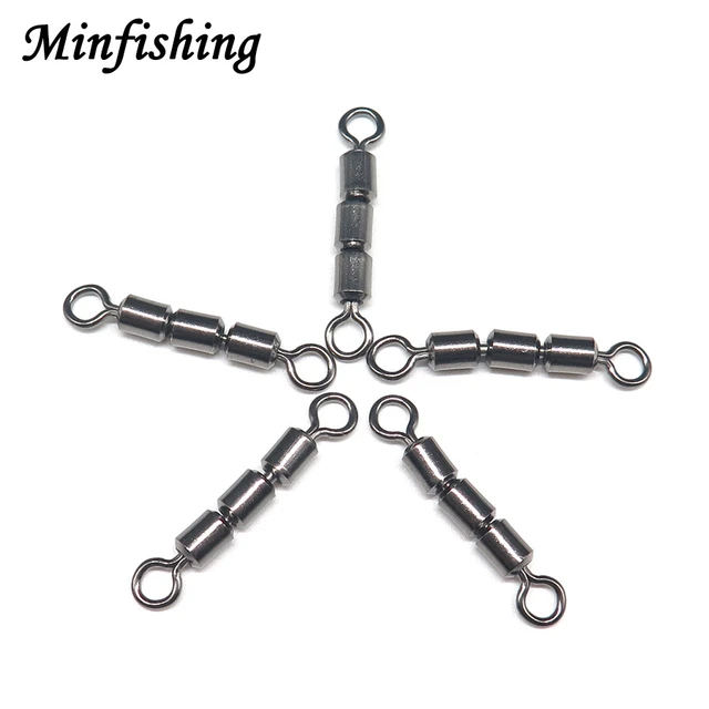 Minfishing 25 pcs Stainless Steel Fishing Swivel 3 Joint Rolling Swivel for  Carp Fishing Lure Connector