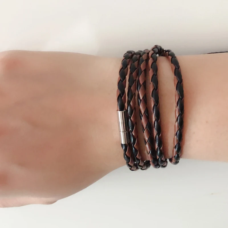5 Laps Leather Bracelet Men Charm Vintage 10 Color Choose leather bracelet