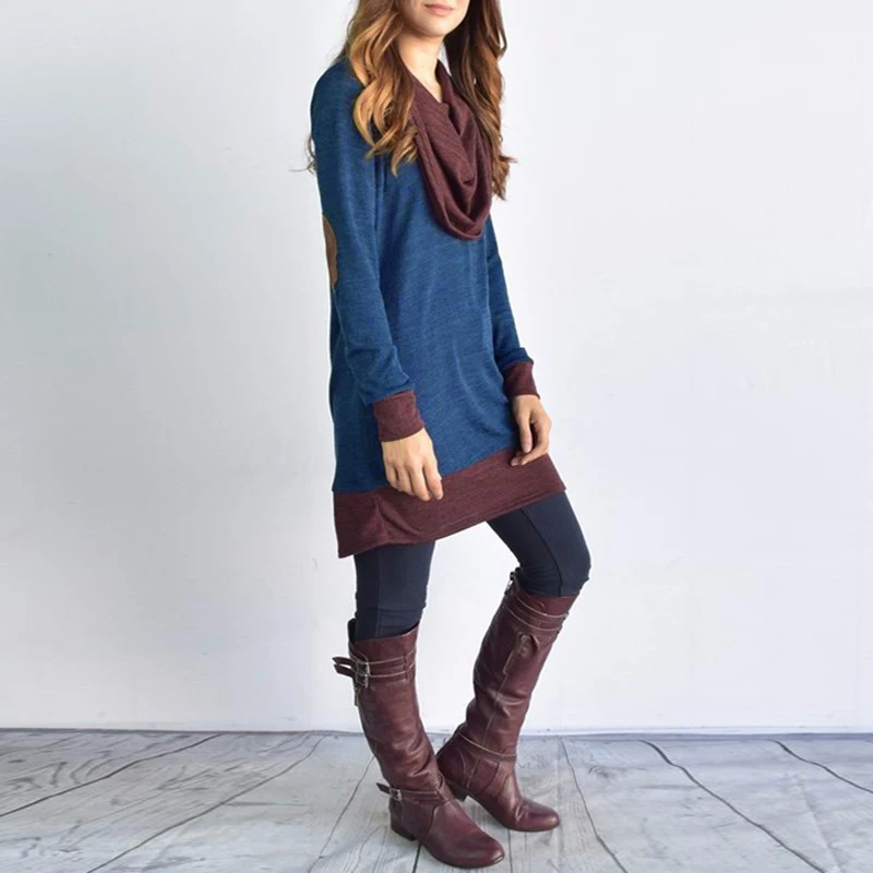 New Women's Long Sleeve Pullover Ladies Cowl Neck Casual Tops T-shirt Jumper Blouse Casual Spring Autumn Blouse Shirts Thin