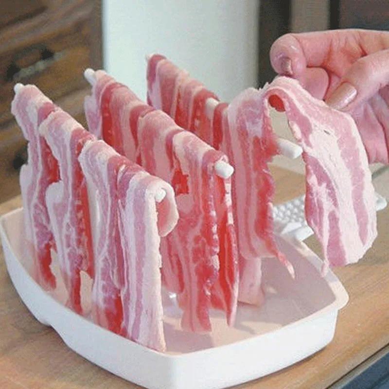 

New Microwave Bacon Rack Hanger Cooker Tray Cook Bar Crisp Breakfast Meal Home Dorm Use Tools