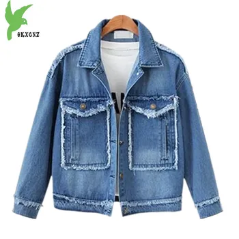 

Plus size 5XL Short Denim Jackets New Women Spring Autumn Loose Casual Tops Hair edge Students Cowboy Outerwear Coats OKXGNZ1473