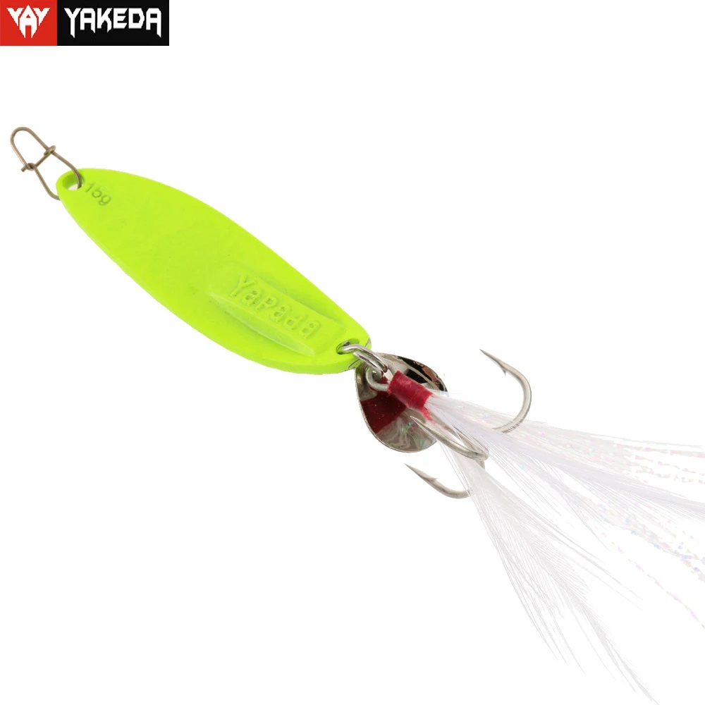 

YAPADA Metal Fishing Lure Spoon Hard Baits 5g 7.5g 10g 15g 20g Isca Artificial Lures Noise Sequin Paillette with Feather