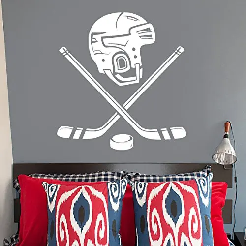 Hockey Player Helmet Wall Stickers For Kids Room Boys Man Gift Stick