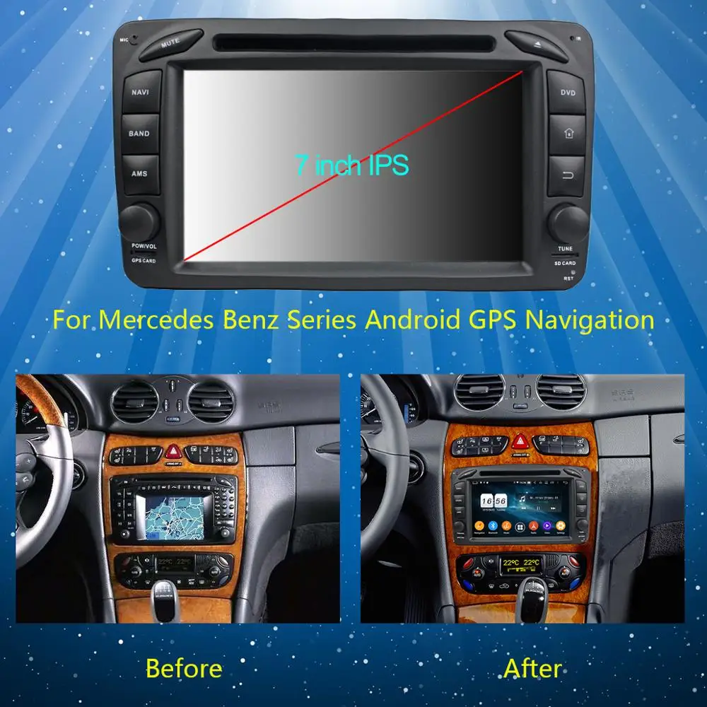 Perfect 7"IPS 8Core 4G 64G Android 9.0 Car DVD Radio GPS Player For Mercedes-Benz ML CLK C-Class SLK E-Class A-Class Series DSP CarPlay 2