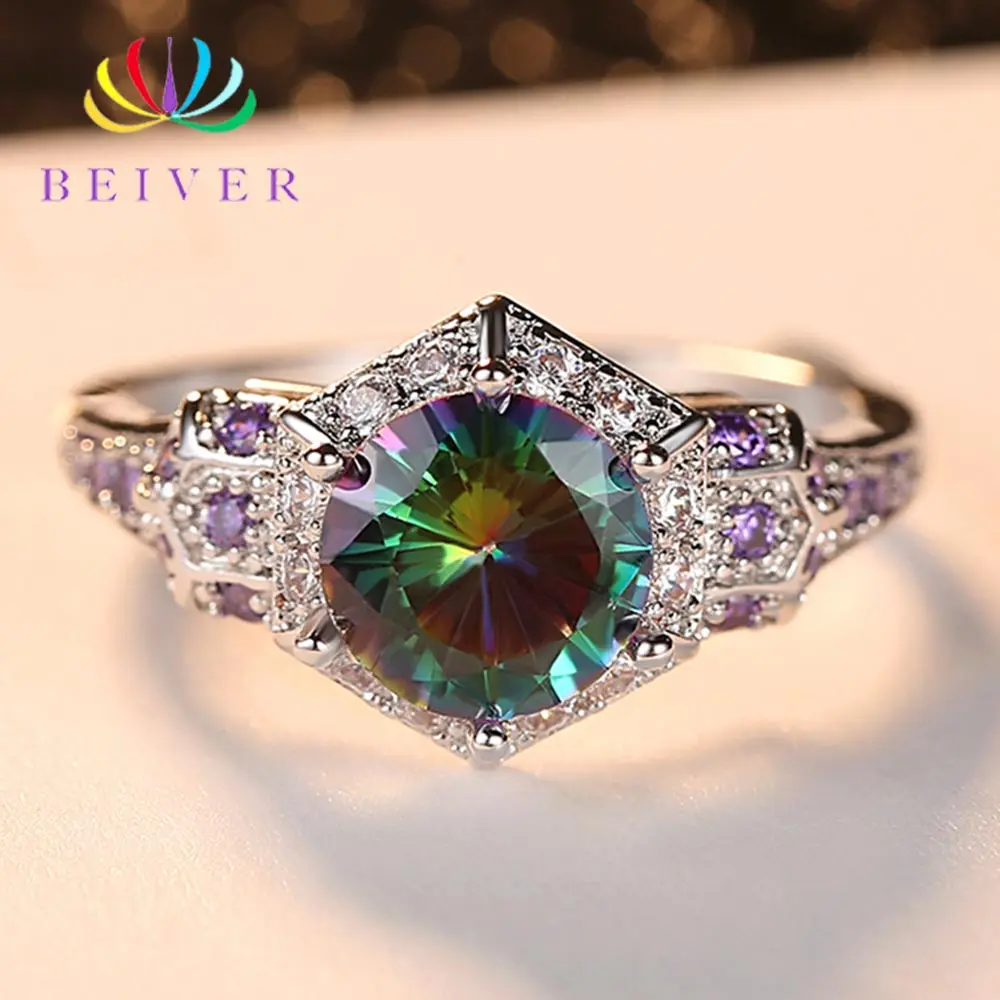 Beiver 2019 г. Новое поступление белые бриллиантовые круглые циркониевые Свадебные