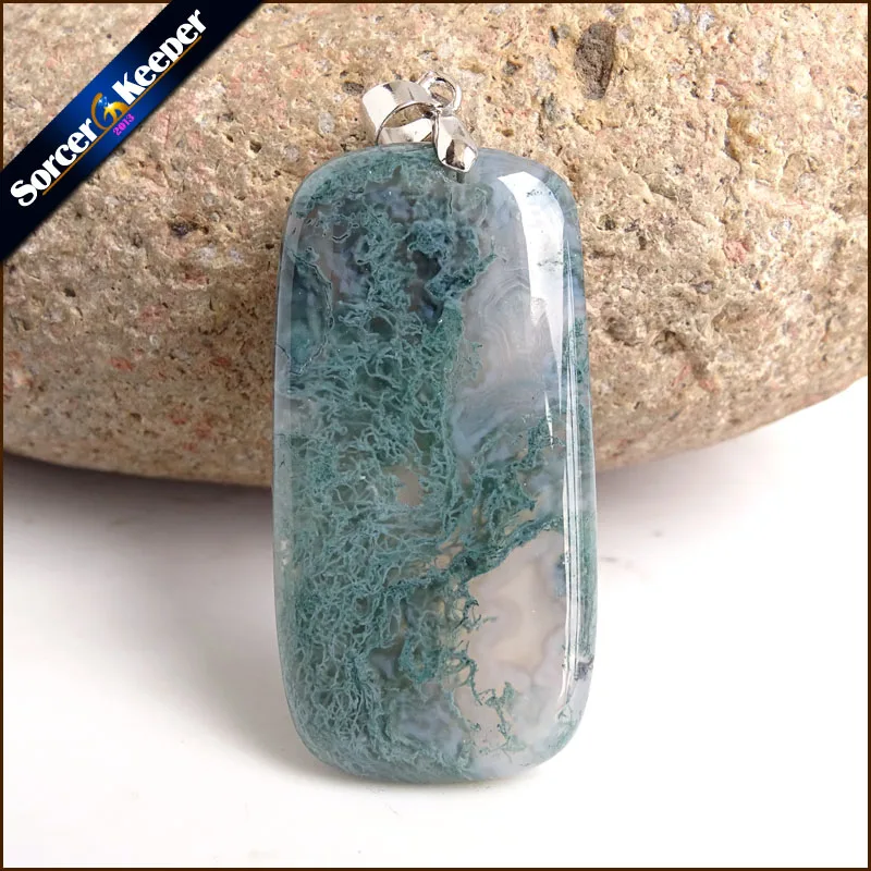 

Free Shipping Fashion Jewelry Natural Dendritic Moss Agates Stone Drop Pendant Necklace Timeless Gift For Girl friend PS909
