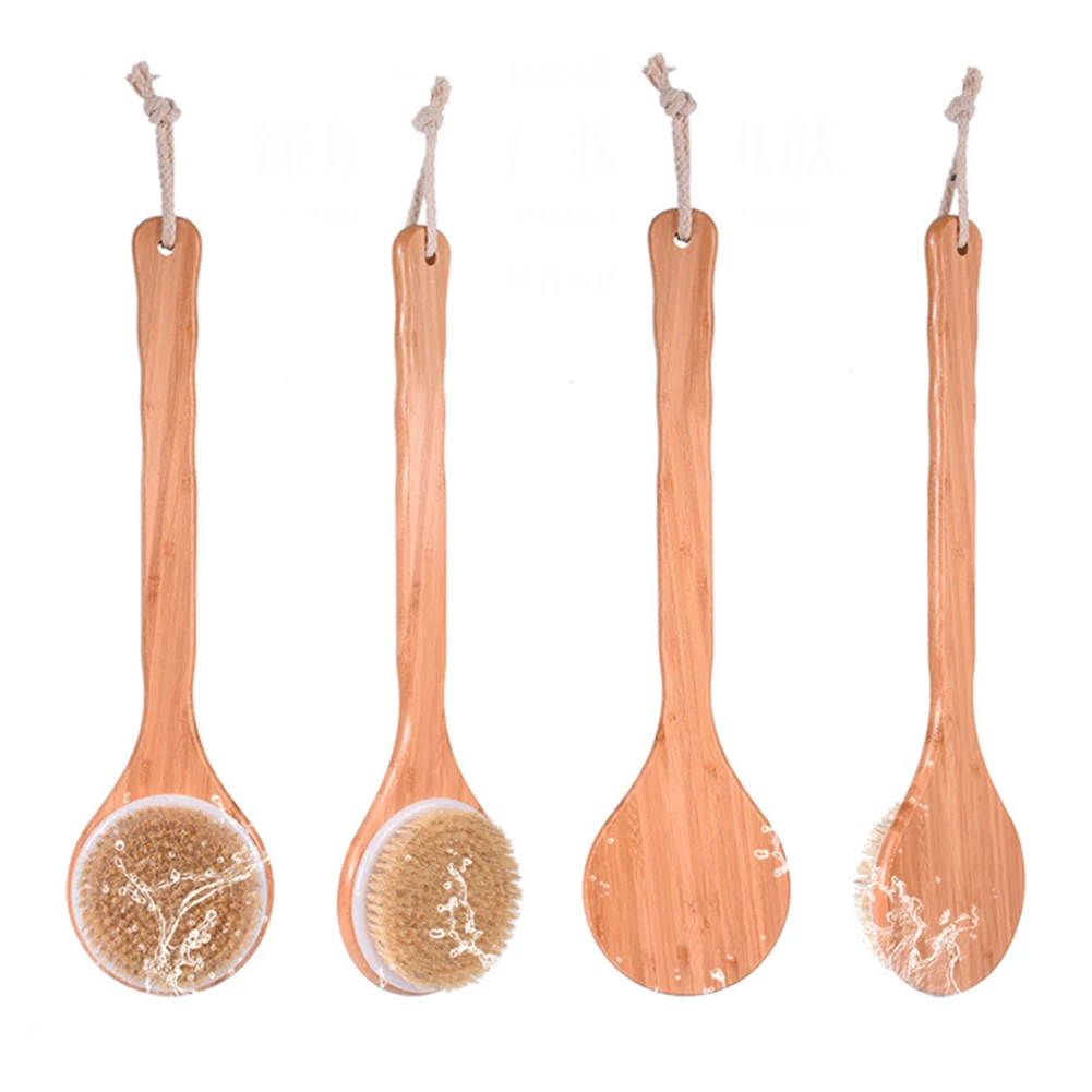 Natural Bristles Dry Skin Bamboo Wood Bamboo Body Brush Back Scrubber