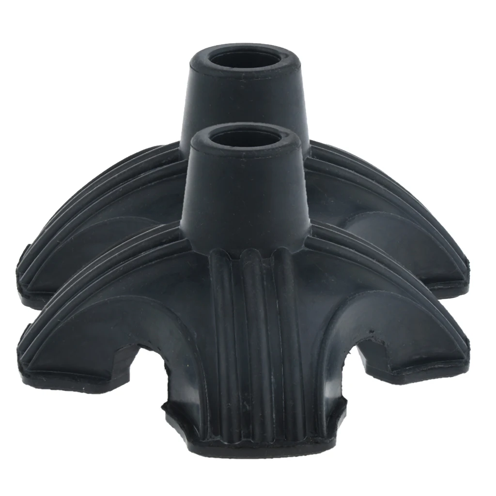 2 Pieces Anti Slip Quad Rubber Replacement Tip Base For Elderly Cane Walking Stick Crutches 7/8 Inches