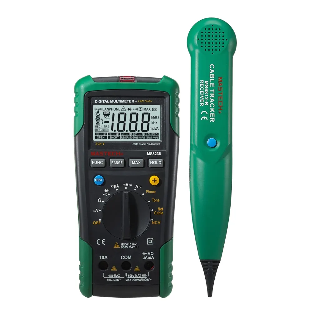 

MASTECH MS8236 Autoranging Digital Multimeter With LAN/Tone/phone Tester