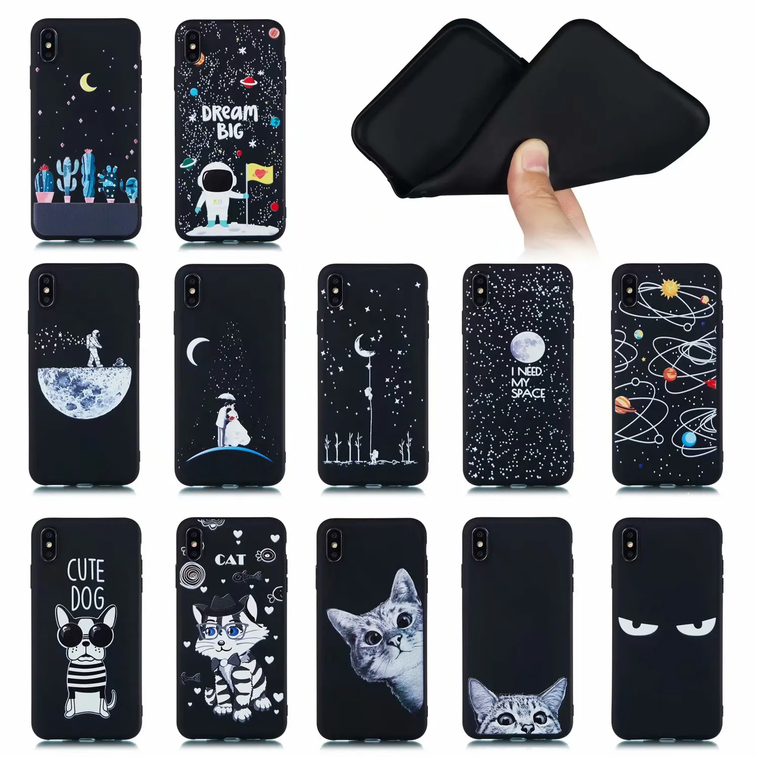 

For Apple iphone XS Max XR Case Soft Silicone Cartoon Painting Animals Cat Protective Back Cover Case for iphone 6 6S 7 8 Plus