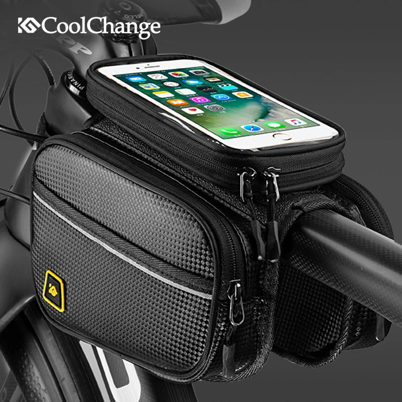 Велосипедная сумка CoolChange с защитой от дождя на верхнюю трубу чехол для сотового