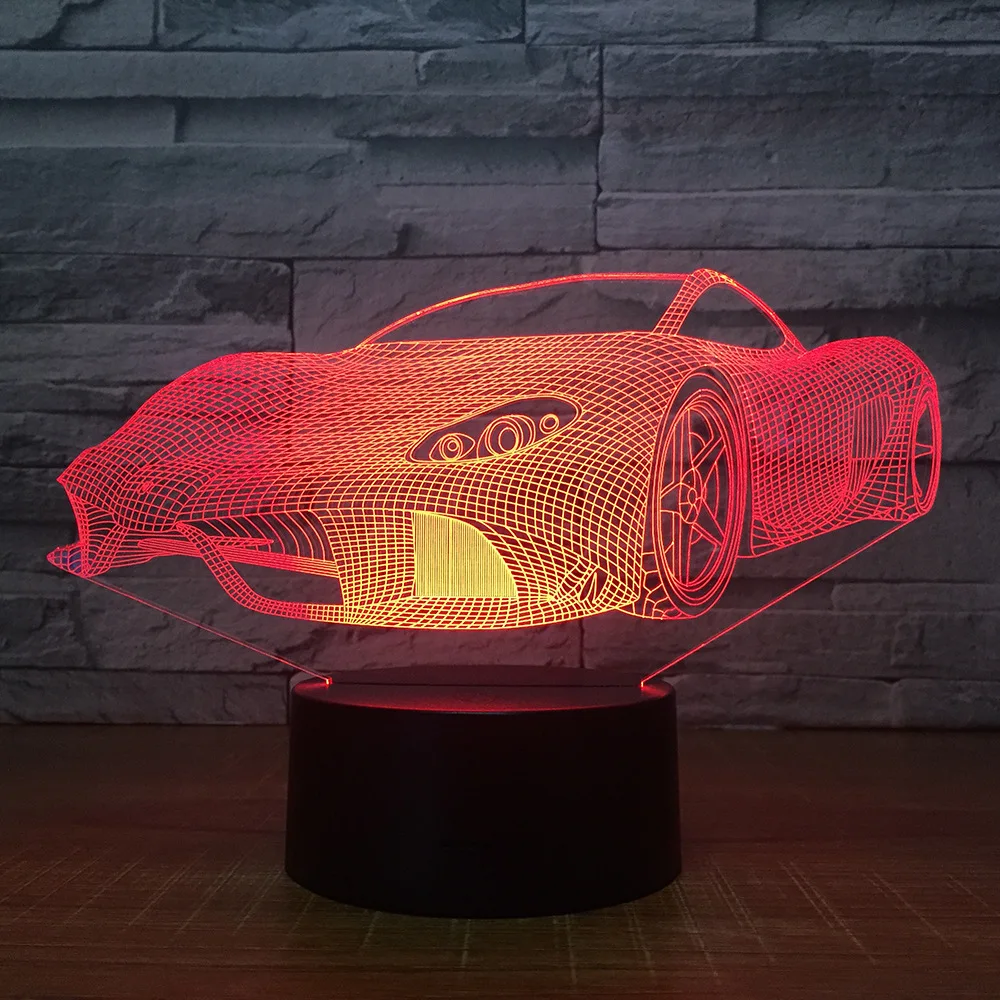 Спортивные 3D автомобиль свет 7 цветов Touch Управление ночные огни творческие подарки на день рождения пользовательские Прямая 3D лампа