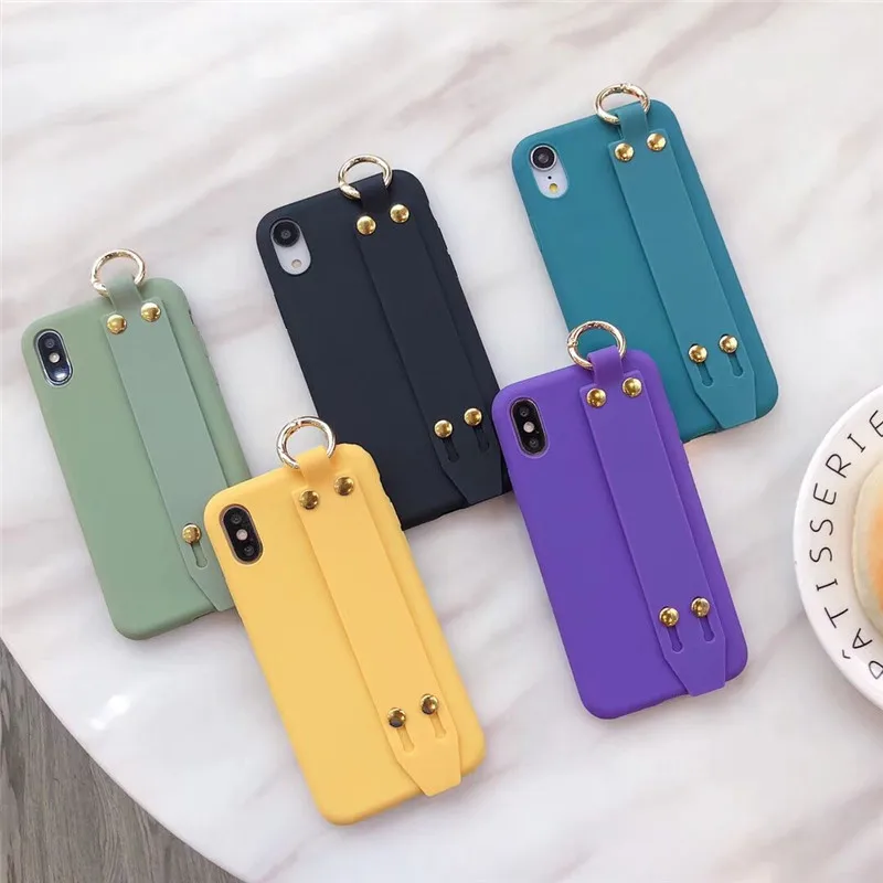 Наши предложения Одноцветный чехол для телефона на запястье iphone 11 Pro Max 6 6s 8 7plus XS MAX
