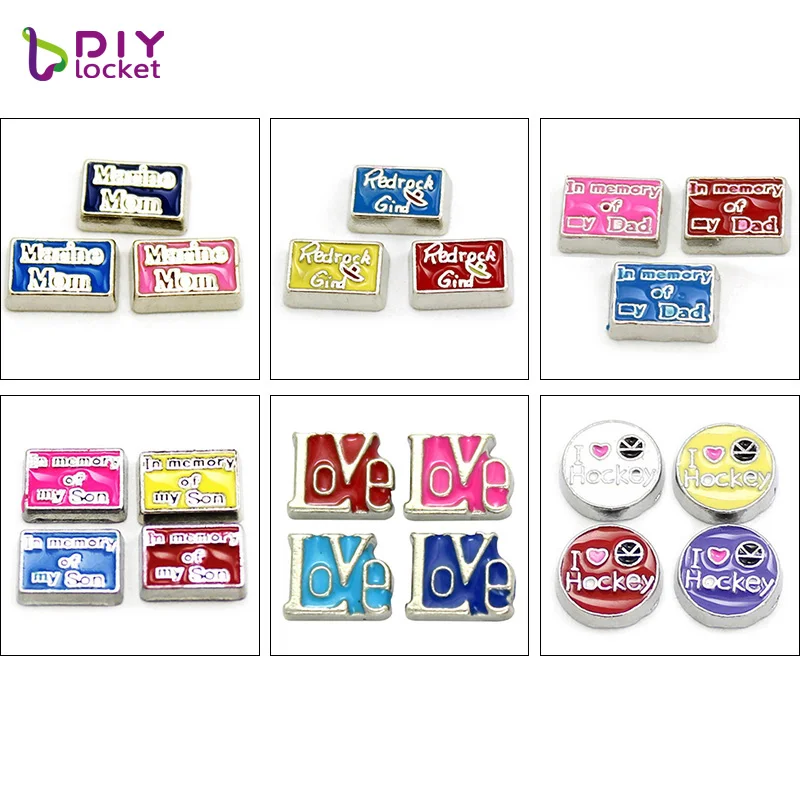 

10pcs! Mix Style Floating Charms Zinc Alloy Fit Floating Lockets & Floating Locket Bracelet LSFC033-608