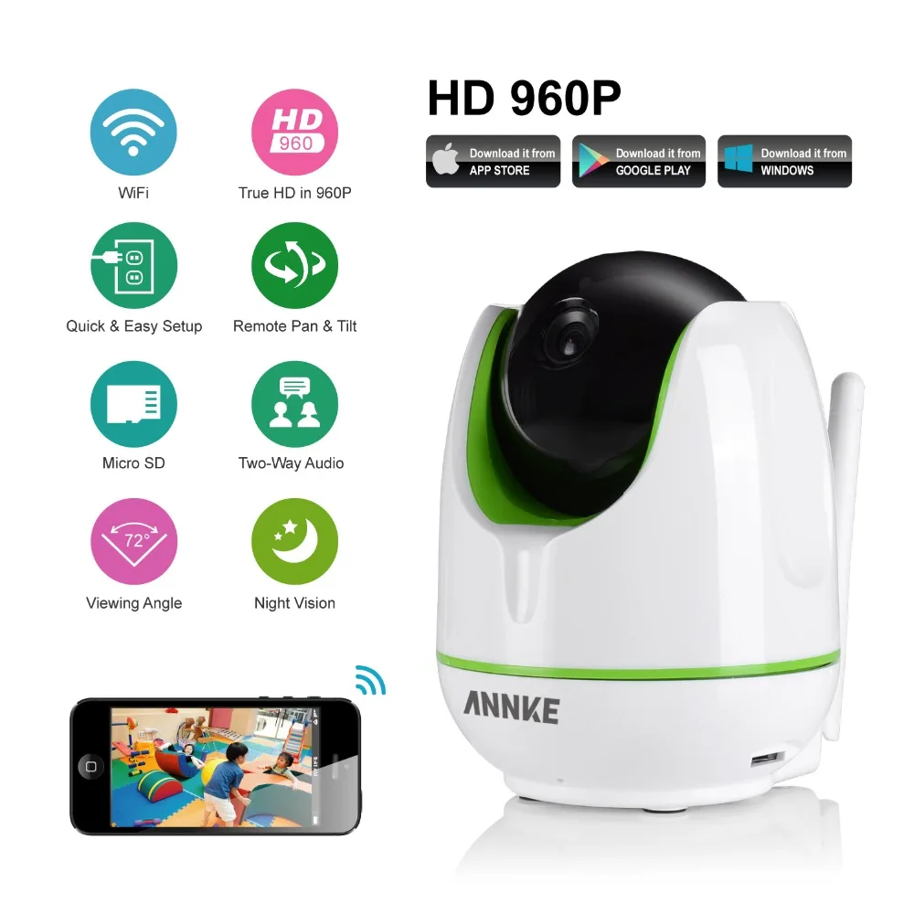 ANNKE HD Беспроводной IP Камера Wi-Fi 960 P Smart ИК-Ночное видение P2P Видеоняни и радионяни наблюдения Onvif сеть видеонаблюдения Камера