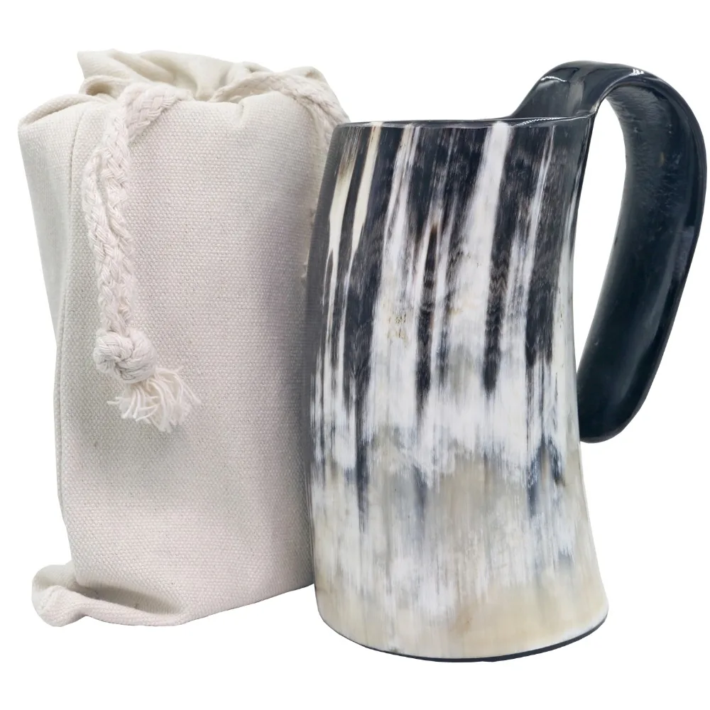 

100% Natural Hand Made Ox Buffalo Horn Mug Viking Drinking Mugs Beer Drinking Horn Mug