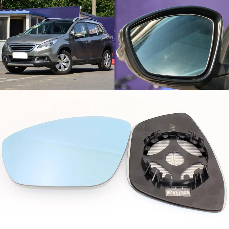 For Peugeot 2008 2014 2016 Side View Door Mirror Blue Glass With Base