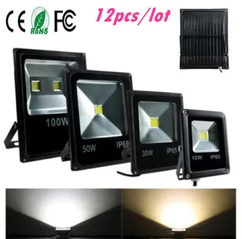 

12X Hot Sales 10W 20W 30W 50W Outdoor Waterproof Led Floodlights Warm Cool White IP65 Led Flood Lights 85-265V Free Shipping