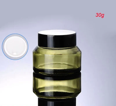 Download 100pcs 30G green glass cream jar with black lid , glass green color cream 1oz Cosmetic Jar ...