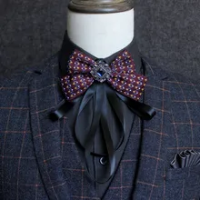 Британский мужской женский свадебный Банкетный тонкий галстук-бабочка с узором пейсли в полоску с цветочным принтом эластичная лента сплав Стразы с кристаллами галстук-бабочка