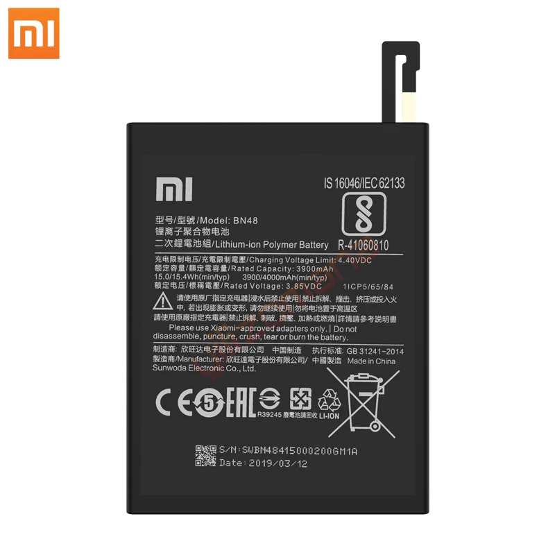 Аккумулятор для телефона Xiaomi BN48, 4000 мА/ч, высокая емкость, высококачественный Сменный аккумулятор для Xiaomi Redmi Note 6 Pro, розничная посылка