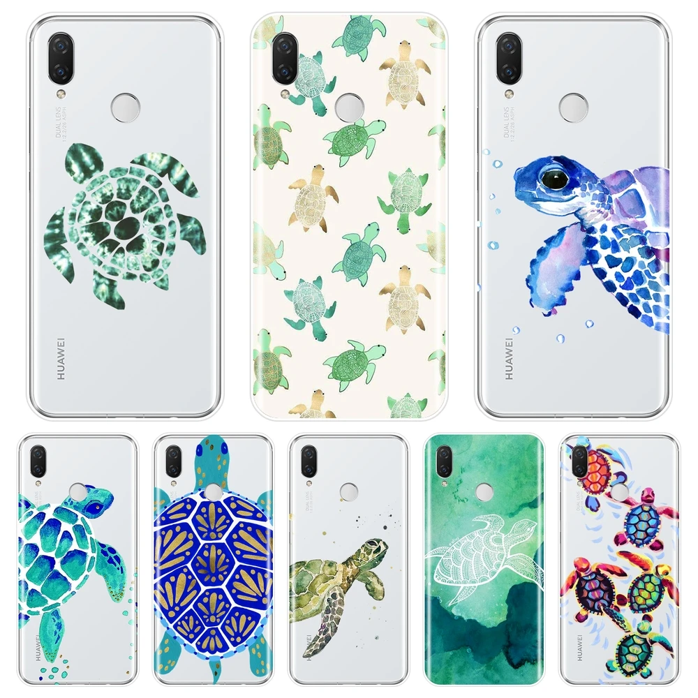 

Phone Case For Huawei Nova Smart Lite 2017 Case Silicone Blue Turtle Cool Soft Back Cover For Huawei Nova 3 3I 3E 2i 2 Lite Plus
