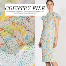 100 см* 114 см цветочный шелк Джордж морщинка текстиль золотой металлик шелк шифон ткань