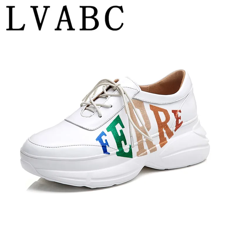 Décontracté Femmes Plate Lvabc 2019 Baskets Taille Vulcanisées 40 Élégant forme Bout Chaussures White Croissante 34 En Vache Cuir Grande Solide De Rond 9YWHED2I