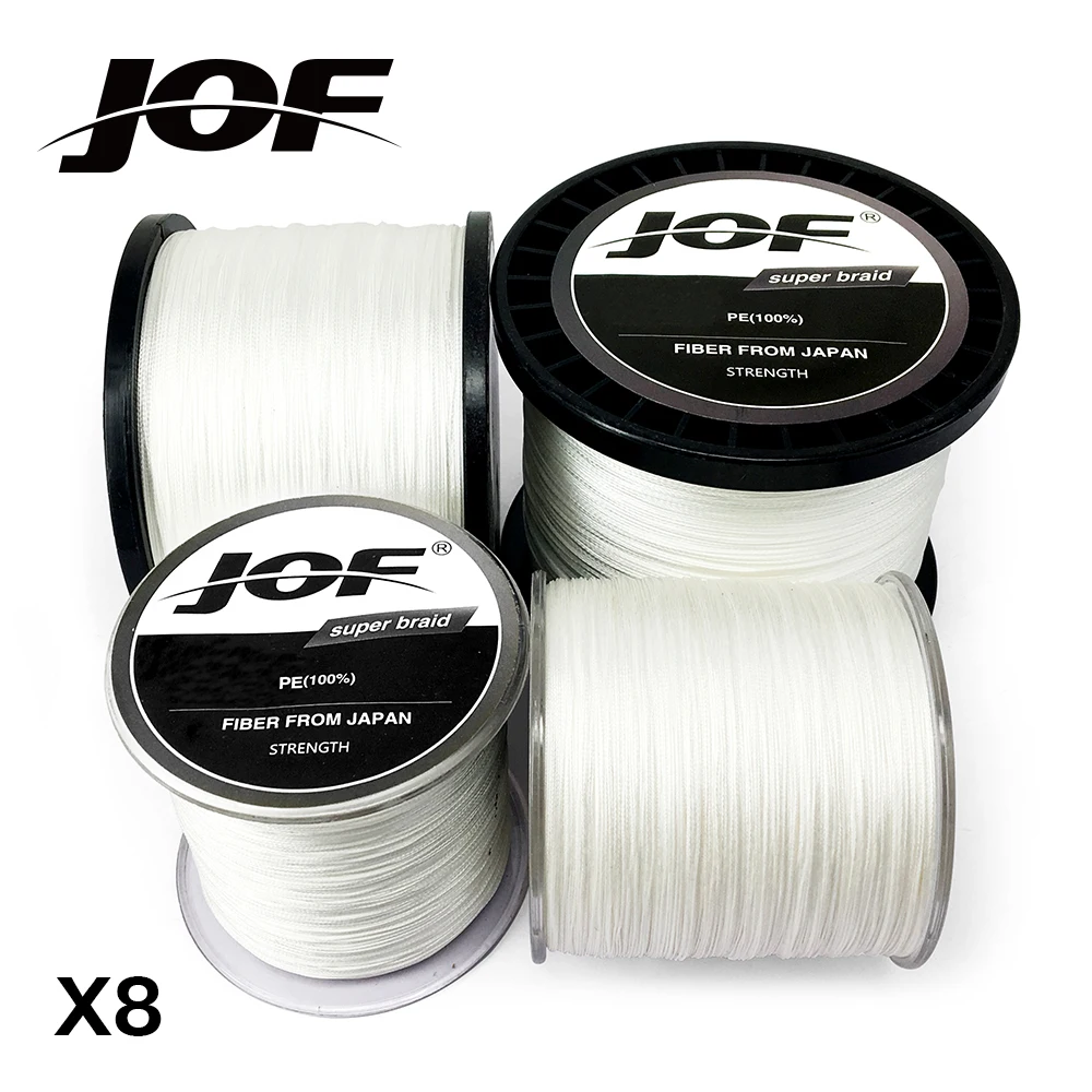 8Strands100M300M500M1000MJOFPEWhiteBraidFishingLineWeave
